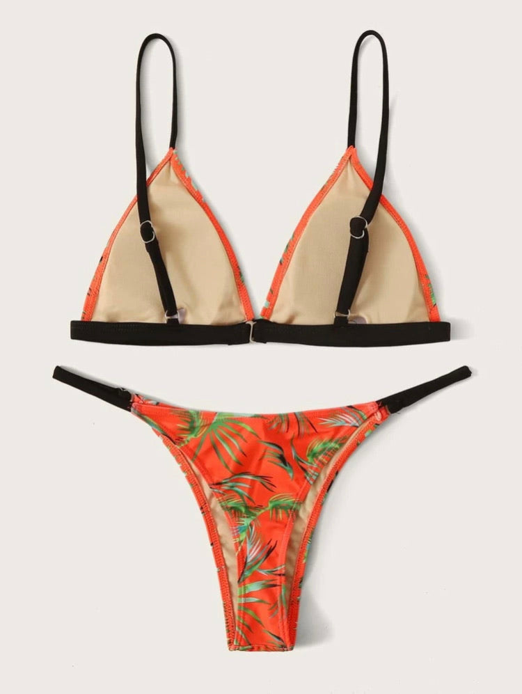 Plant Triangle Thong Bikini Swimsuit