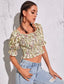 Ditsy Floral Shirred Ruffle Trim Blouse