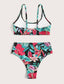 Plant Random Print High Waisted Bikini Swimsuit