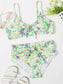 Floral Knot Detail High Waist Bikini Swimsuit