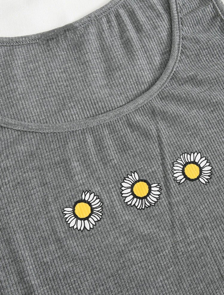 Daisy Floral Print Tank Crop Top