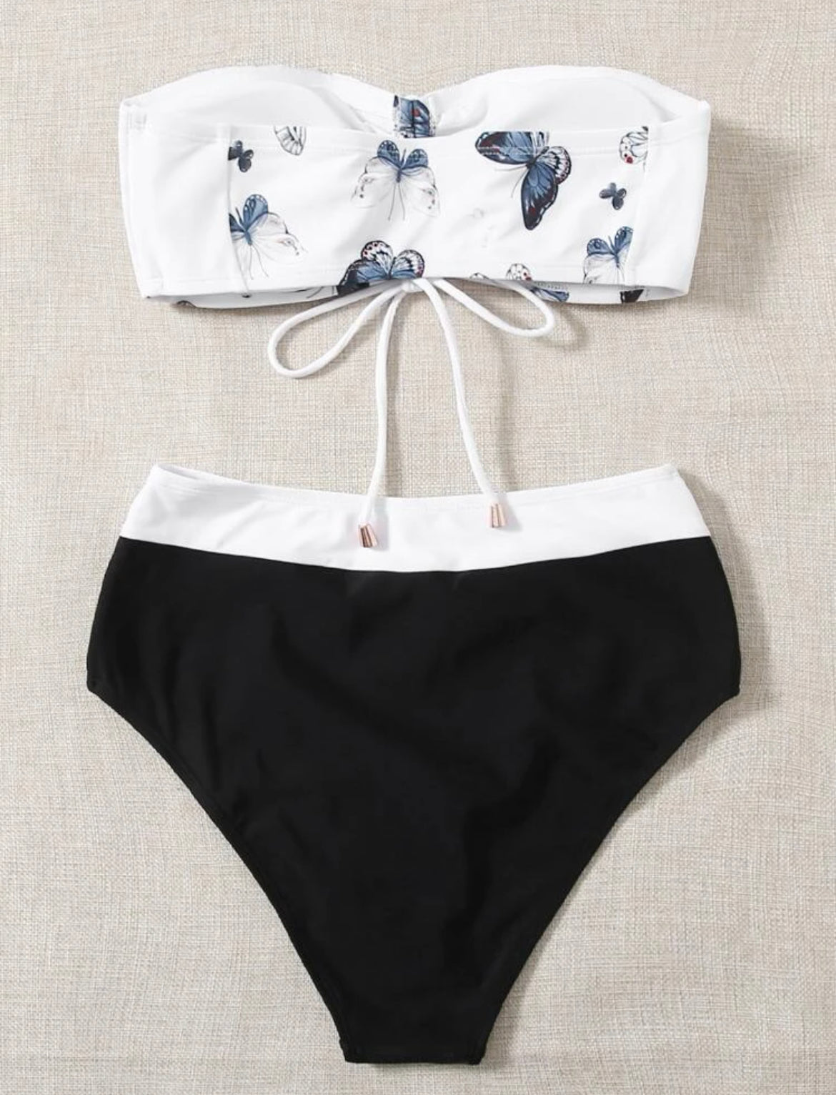 Butterfly Print Bandeau Bikini Swimsuit