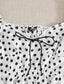 Puff Sleeve Knot Detail Polka Dot Peplum Top