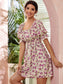 Allover Floral Shirred Waist A-line Dress