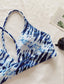 Tie Dye Crisscross Tie Back Bikini Swimsuit