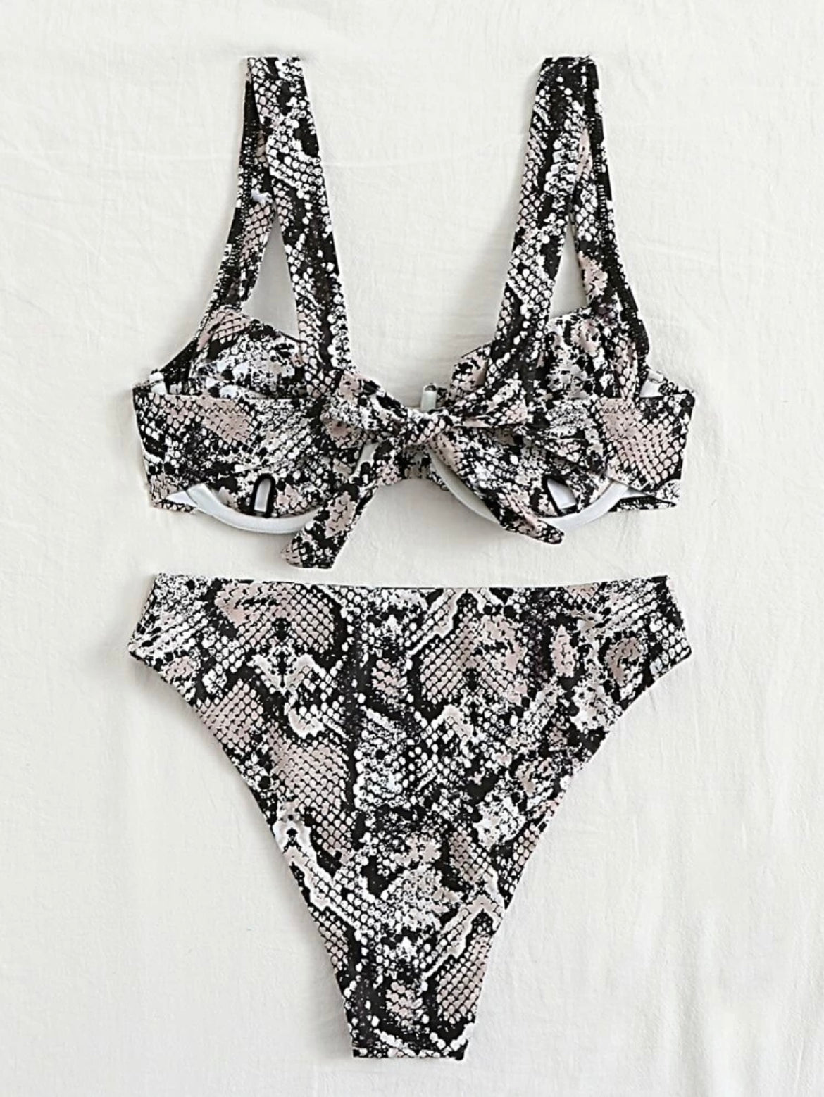 Snakeskin Print Underwire Bikini Swimsuit