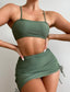 3pack Tie Side Ruched Bikini Swimsuit & Cover Up
