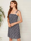 Knot Straps Shirred Back Ditsy Floral Dress