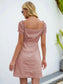 Sweetheart Neck Frill Trim Fitted Dress
