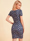 Floral Print Frill Trim Bodycon Dress