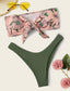 Floral Knot Front Bandeau With High Cut Bikini Set