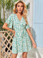 Surplice Neck Belted Ditsy Floral Dress