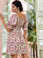 Allover Floral Shirred Waist A-line Dress