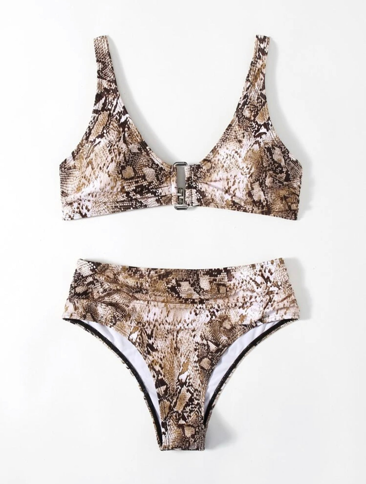 Snakeskin Print High Waist Bikini Swimsuit
