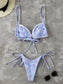 Ombre Frill Trim Tie Side Bikini Swimsuit