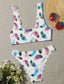 Feather Print Scallop Trim Bikini Swimsuit