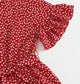 Ditsy Floral Flounce Sleeve Belted Romper