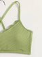 Rib Scalloped Trim Ruched Bikini Swimsuit