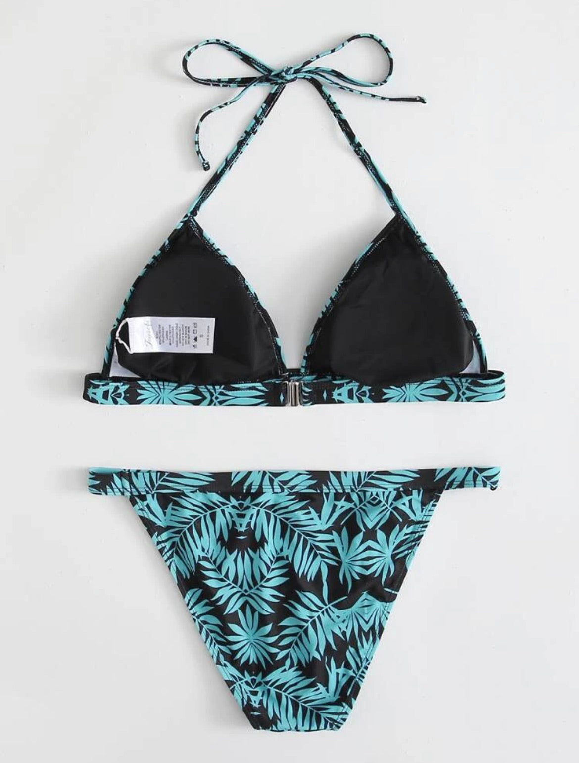 Leaf Print Triangle Tanga Bikini Swimsuit