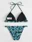 Leaf Print Triangle Tanga Bikini Swimsuit