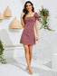 Ditsy Floral Print Square Neck Knot Cuff Dress