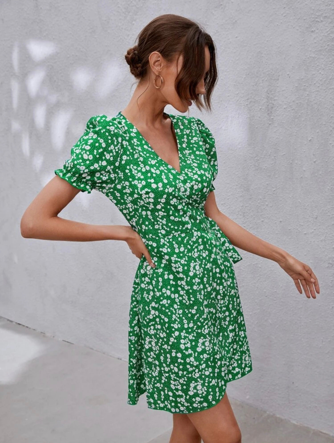 Ditsy Floral Tie Side A-line Dress