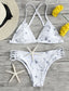Marble Criss Cross Top With Ladder Cut Out Bikini