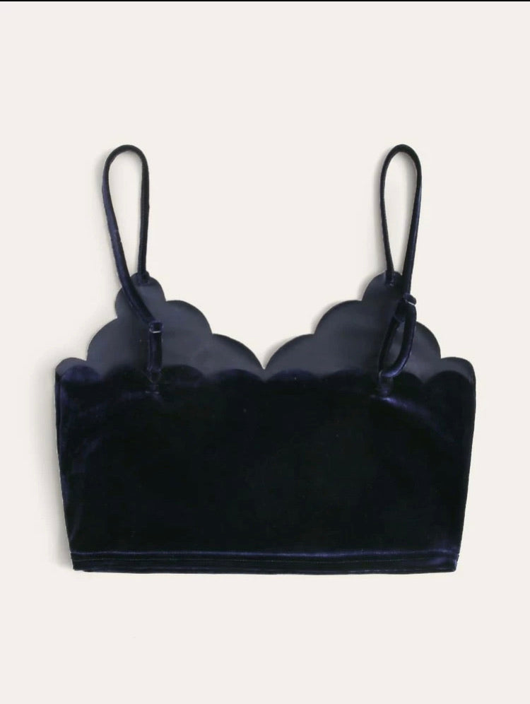 Scallop Edge Velvet Cami Crop Top