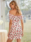 Floral Bardot Ruched Front Bodycon Dress