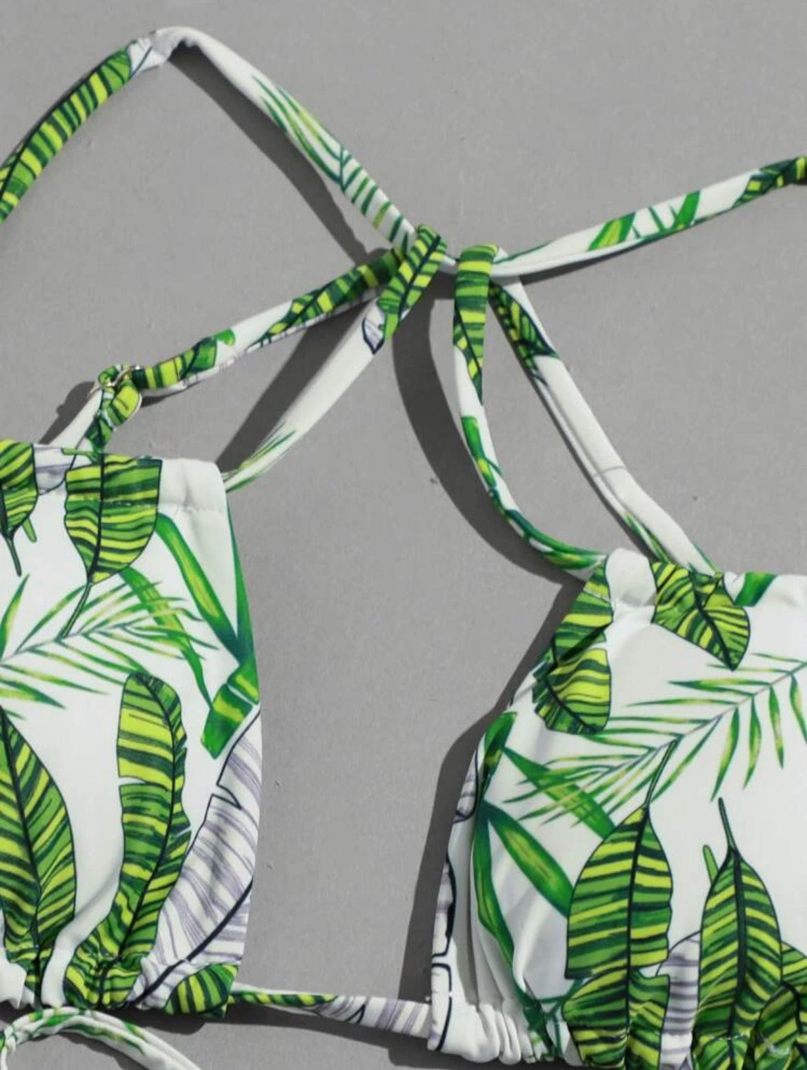 Tropical Leaf Crisscross Detail Bikini Swimsuit