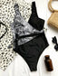 Belted Contrast Snakeskin One-Piece Swimsuit