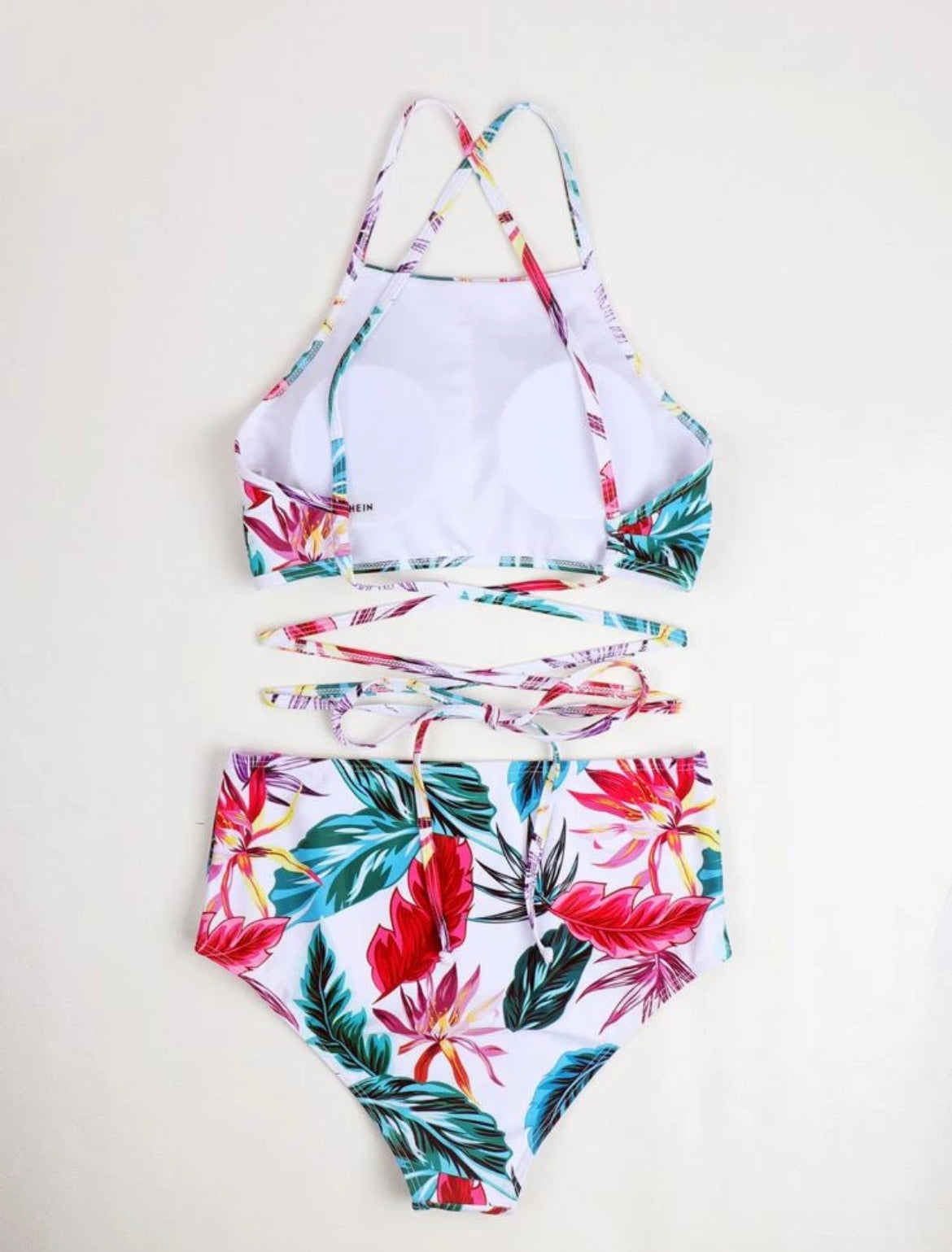 Floral & Tropical Crisscross Bikini Swimsuit