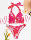 Tie Dye & Leaf Print Knot Thong Bikini Swimsuit
