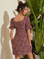 Ruched Bust Puff Sleeve Ditsy Floral Dress