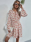 Tie Neck Lantern Sleeve Floral Dress