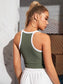 Contrast Trim Lettuce Trim Rib-Knit Cami Top
