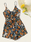 Surplice Neck Self Belted Floral Print Slip Romper