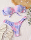 Tie Dye Underwire High Leg Bikini Swimsuit