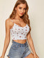 Lettuce Trim Floral Print Crop Cami Top
