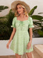 Ruffle Cuff Puff Sleeve Ruched Bust Ditsy Floral Milkmaid Dress