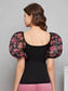 Floral Organza Puff Sleeve Fitted Top