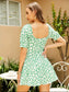 Allover Floral Print Sweetheart Neck Dress