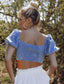 Puff Sleeve Shirred Back Polka Dot Milkmaid Top