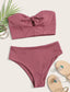 Rib Knot Front Bandeau Bikini Swimsuit