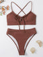 Tie Front High Waisted Bikini Swimsuit