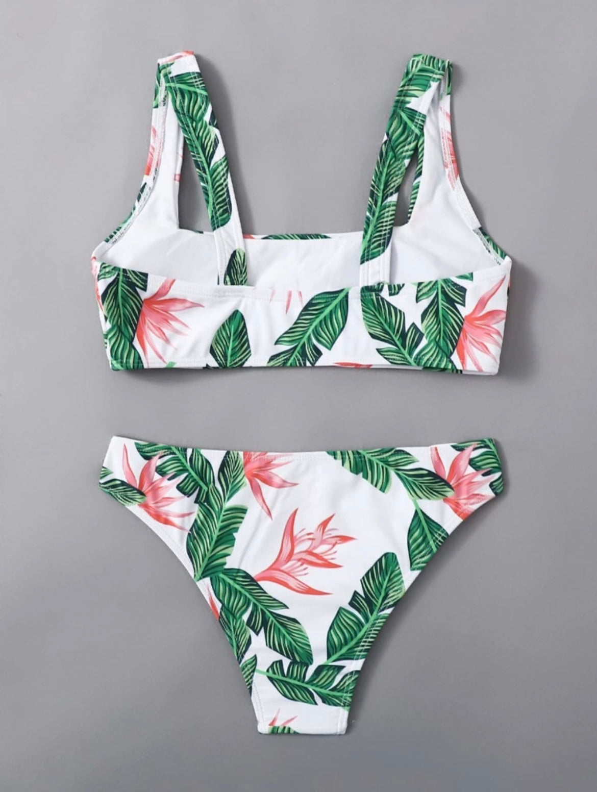 Flower & Leaf Graphic Ring Decor Bikini Swimsuit