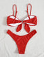 Polka Dot Knot Front High Leg Bikini Swimsuit