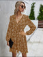 Floral Print Surplice Neck Puff Sleeve Dress