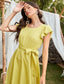 Ruffle Armhole Belted Polka-dot Print Dress