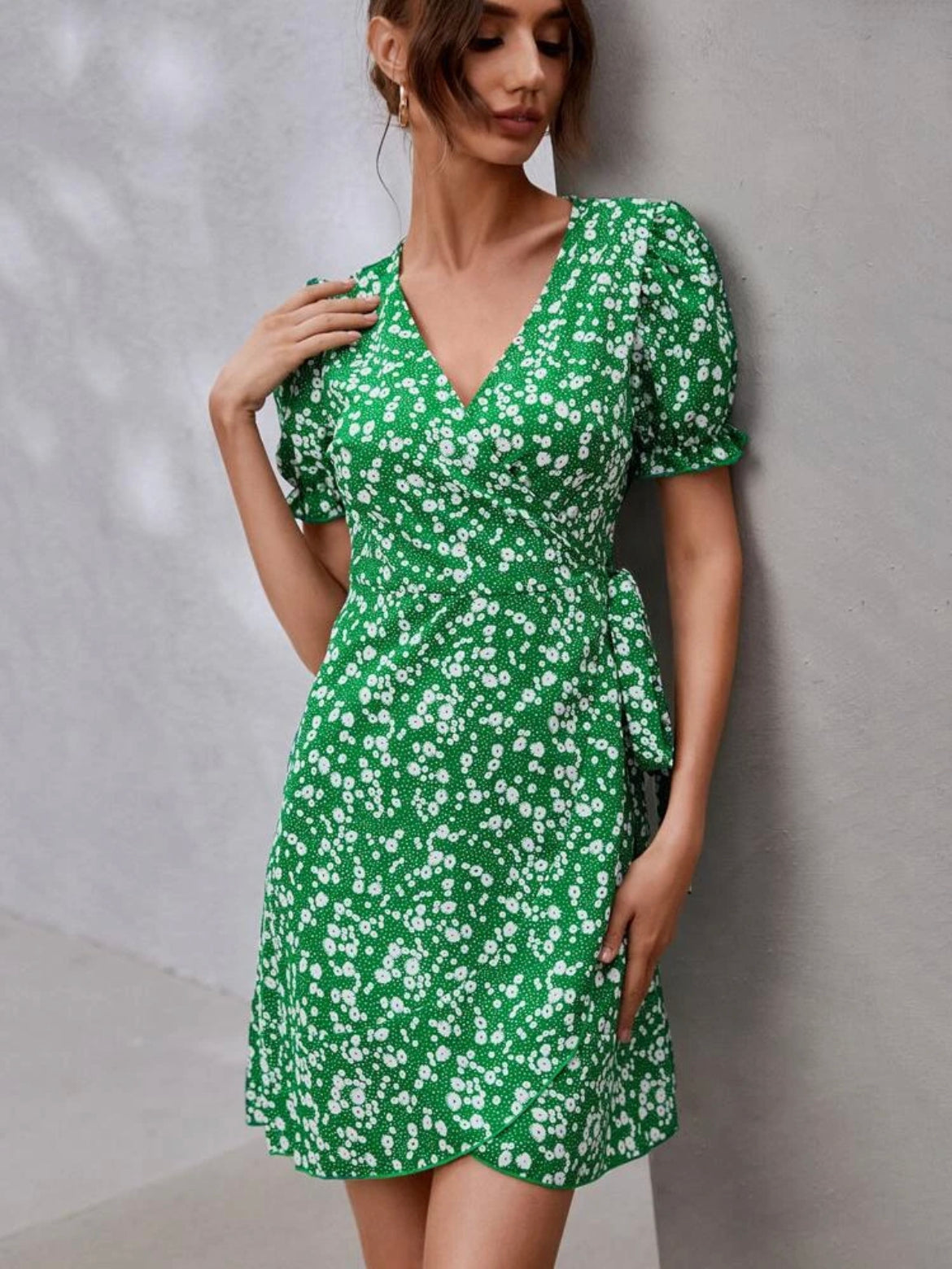 Ditsy Floral Tie Side A-line Dress